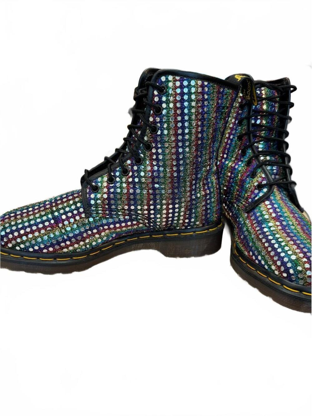 Vintage Dr. Martens Rare MIE Rainbow Sequin 1460 Boots - Picture 10 of 11